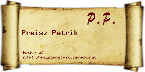 Preisz Patrik névjegykártya
